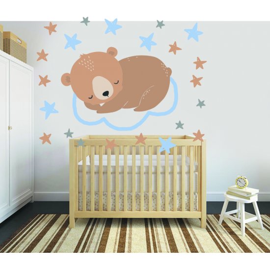 Παιδικό Αυτοκόλλητο Τοίχου - Αρκουδάκι στα σύννεφα 07